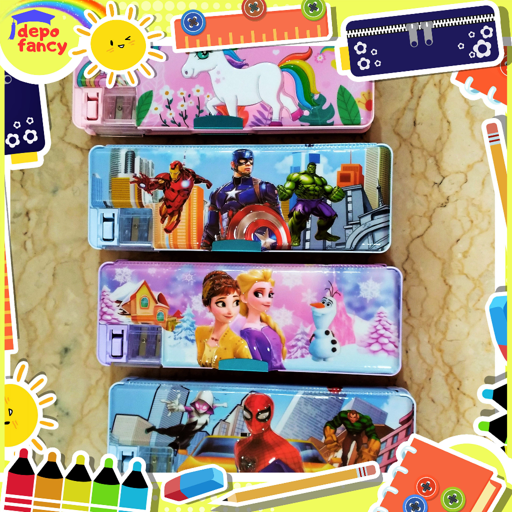 

Kotak Pensil Magnet 2 Sisi + Rautan Pensil LPY66-21 Karakter / Tempat Pensil / Pencil Case / Boks Pensil / Box Pen / Tepak Pensil