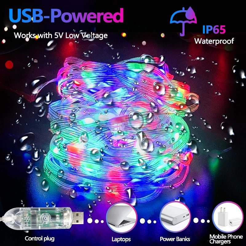 Lampu led string running rgb 10 meter 5v remote dan bluetooth