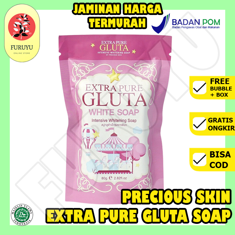 Sabun Batang Batangan Pemutih Pencerah Kulit Wajah Muka Tubuh Badan Instan Precious Skin Thailand Extra Pure Gluta White Soap Penghilang Flek Hitam Dark Spot Pria Wanita Ori Cepat Permanen Ampuh BPOM