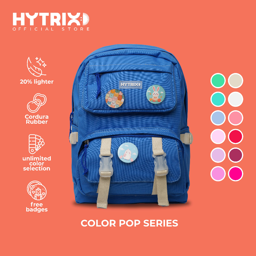 HYBRAND x HYTRIX [MD03] - Colour Pop Backpack - Ransel Wanita Korea Unik Limited Series - FREE Pin Bross Gambar Random