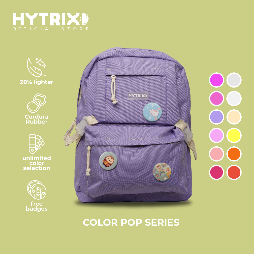 HYBRAND x HYTRIX [KK33] - Colour Pop Backpack - Ransel Wanita Korea Unik Limited Series - FREE Pin Bross Gambar Random