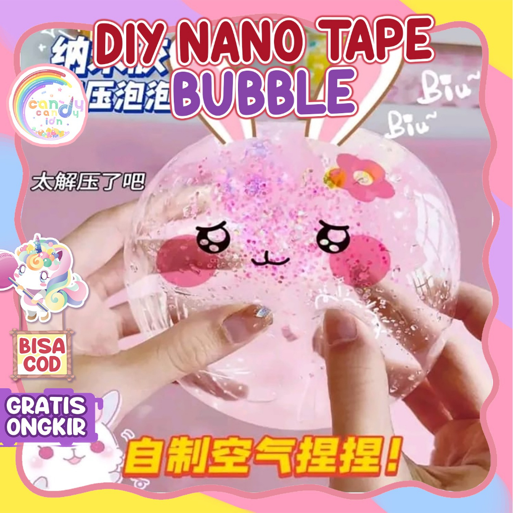 Mainan DIY Balon Tiup Bubble Nano Tape Mini