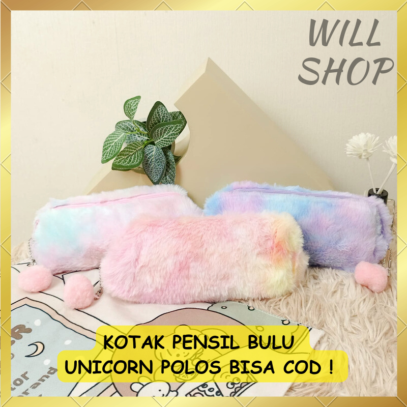 

KOTAK PENSIL BULU UNICORN POLOS DENGAN GANTUNGAN POMPOM / DENGAN VARIAN WARNA RAINBOW / TEMPAT PENSIL LUCU BISA GROSIRAN COD