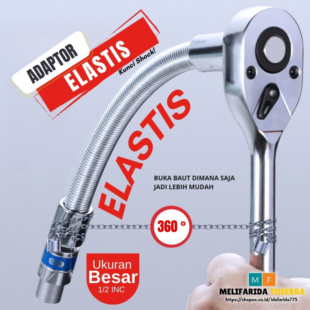 Sherlock Extension Bar Fleksibel Sambungan Kunci Shock Chrome Vanadium