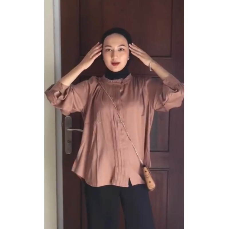 Kemeja Blouse Tunik Opnaisel Polos Shakila Premium