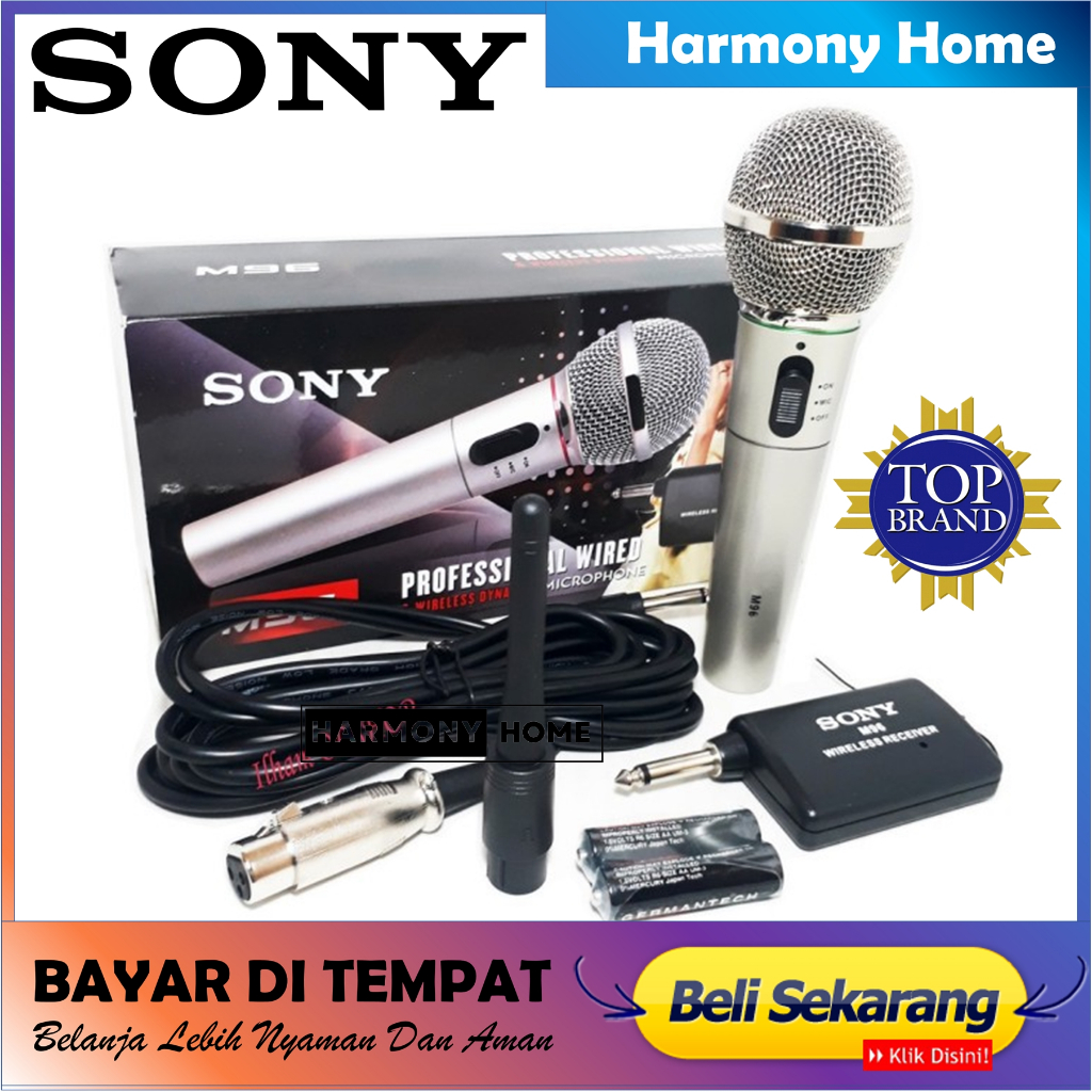 Microphone Sony SN 977 Mik Karaoke/Mikrofon/Mic Single Wireless dan Kabel