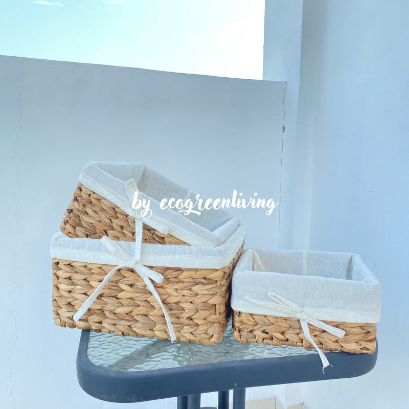 Baki Hampers Lapis Kain Blacu / Keranjang Hampers Rangka Besi Square Unik / Hampers Hantaran