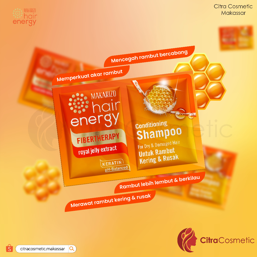 Makarizo Hair Energy Fibertherapy Shampo Sachet Royal Jelly