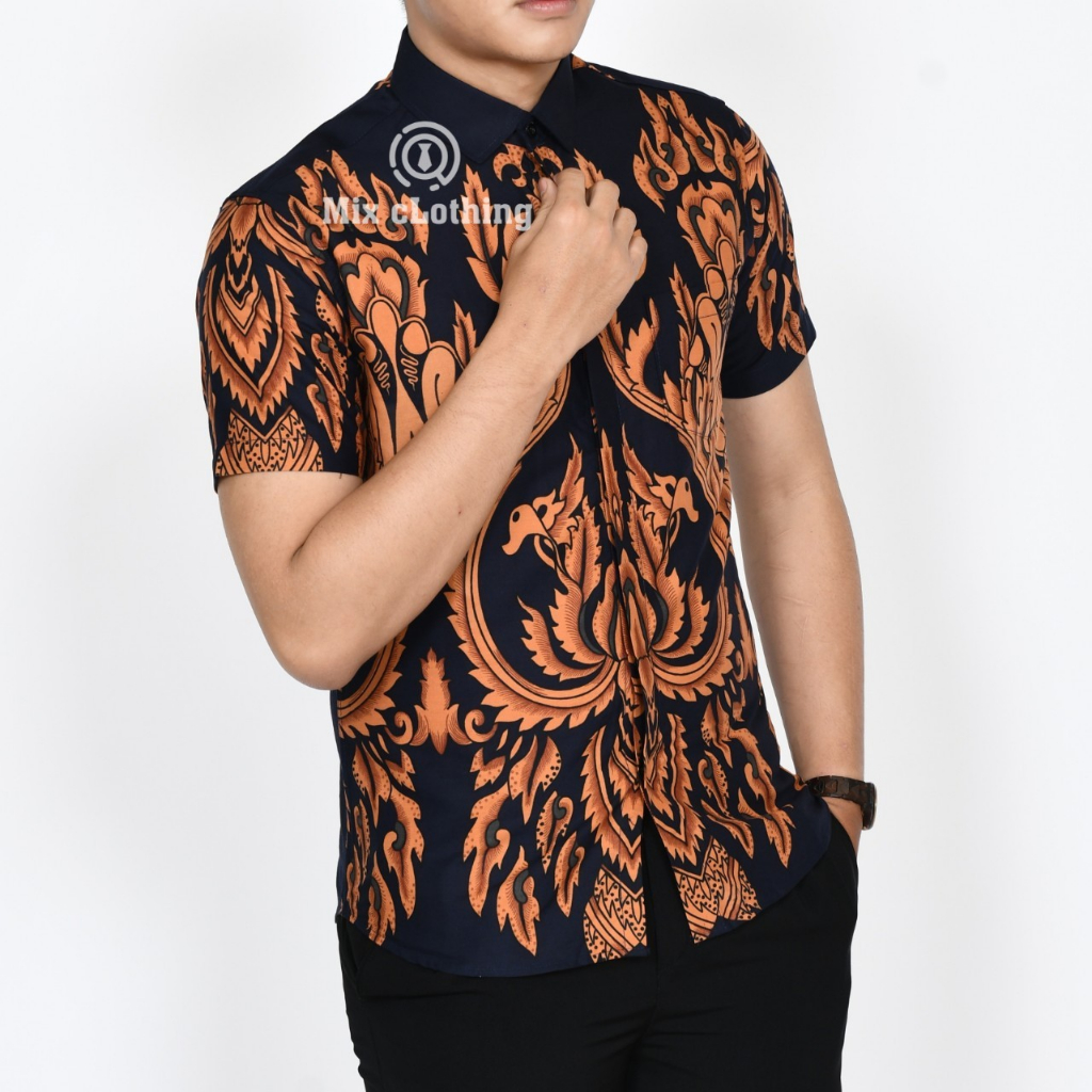 Baju Batik Pria Slimfit Kemeja Lengan Pendek Hem Slim Fit LBS 2109