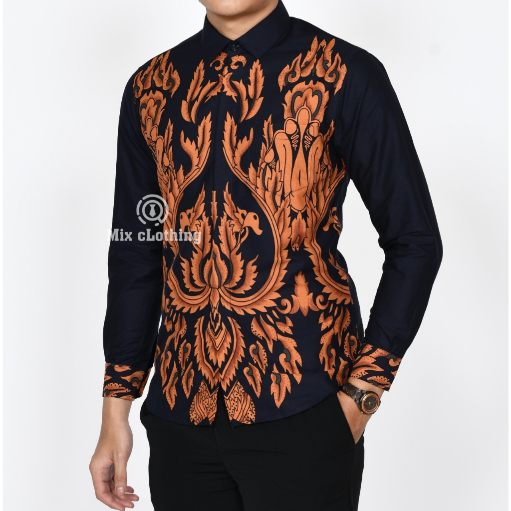 Baju Batik Pria Slimfit Kemeja Lengan Panjang Hem Slim Fit LBL 2109