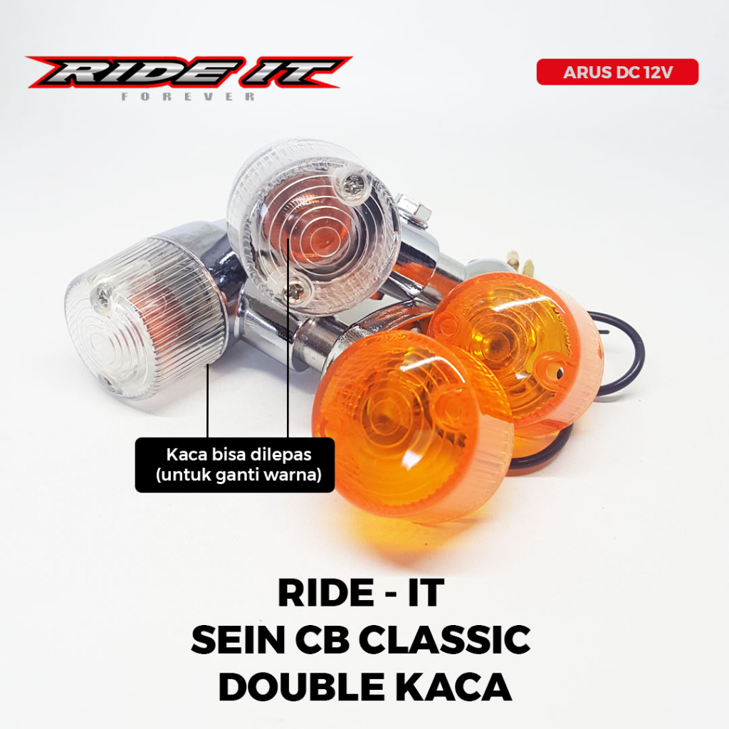 [RIDE-IT] LAMPU SEN CB CLASSIC RIDE-IT DOBEL KACA BULAT