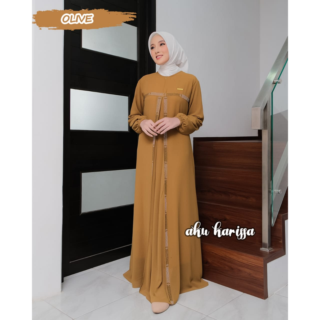 Dress NOVALIANA ASTIANI ARUNI AKU KARISSA terbaru ceruty babydoll gamis wanita muslimah putih hitam haji terbaru polos branded