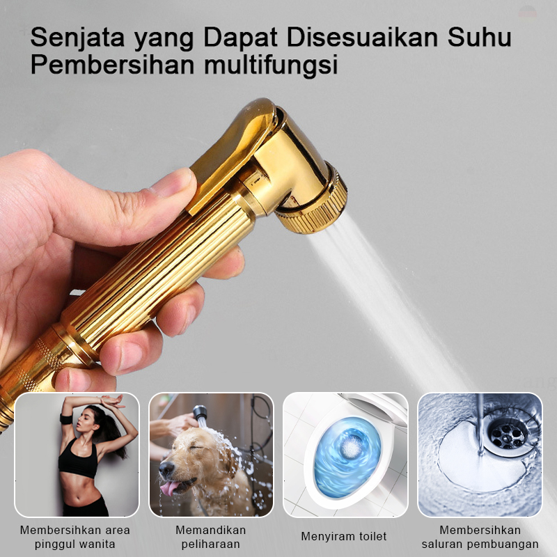 ⚡Ready&amp;Garansi 3 tahun⚡KERROGEEShower Kamar Mandi  4 Dalam 1/Keran Shower Panas Dingin Dengan Faucet/Full Set Kuningan Persegi Putih Gold KY