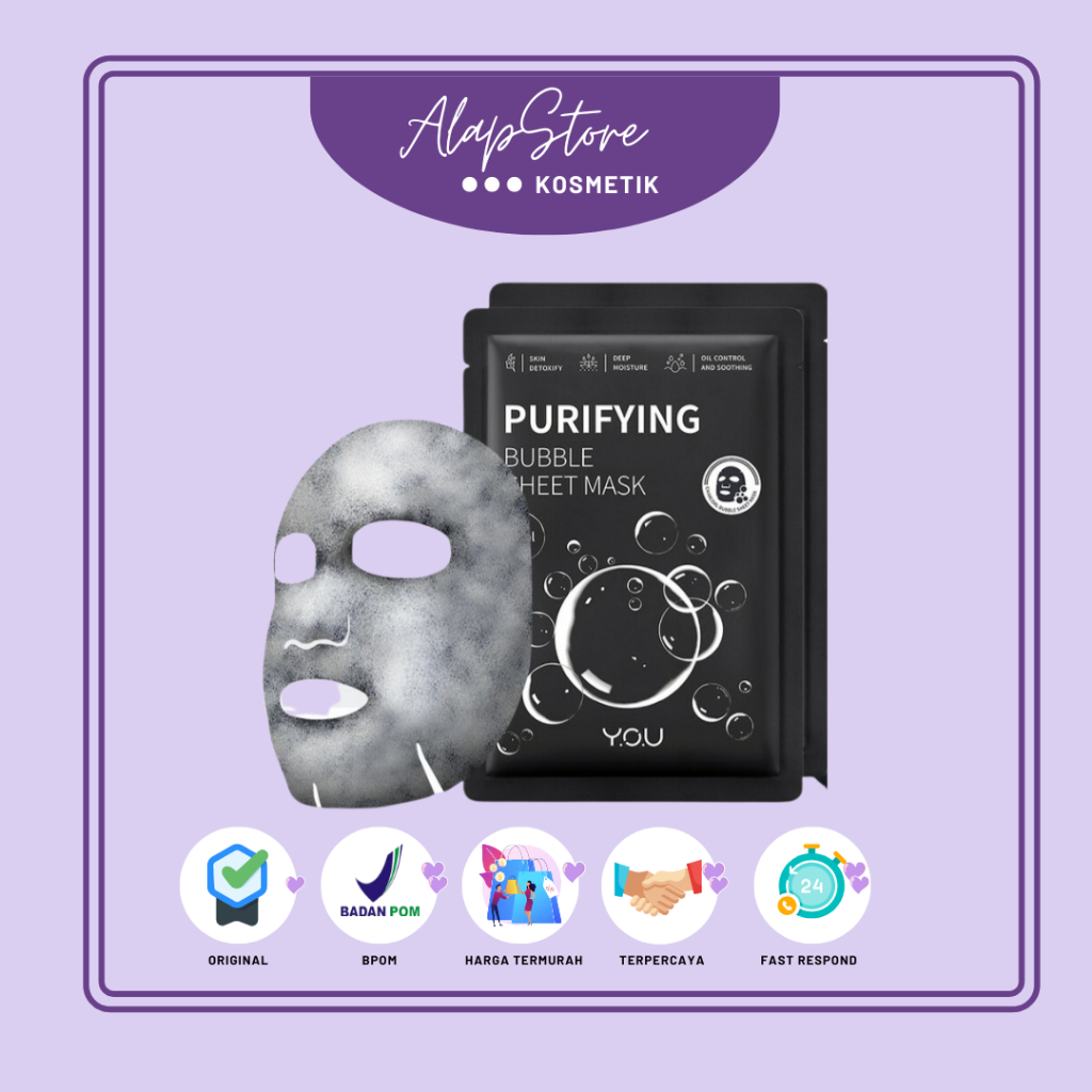 YOU Purifying Bubble Sheet Mask Bubble Detox| Masker Wajah | Moisturizer &amp; Oil Control