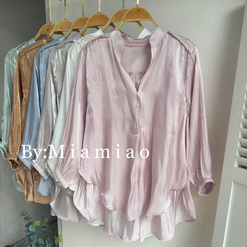 FLOWY BLOUSE VINTAGE KOREAN STYLE / OLLA BLOUSE / Barbara Silk / Shimmer Shirt