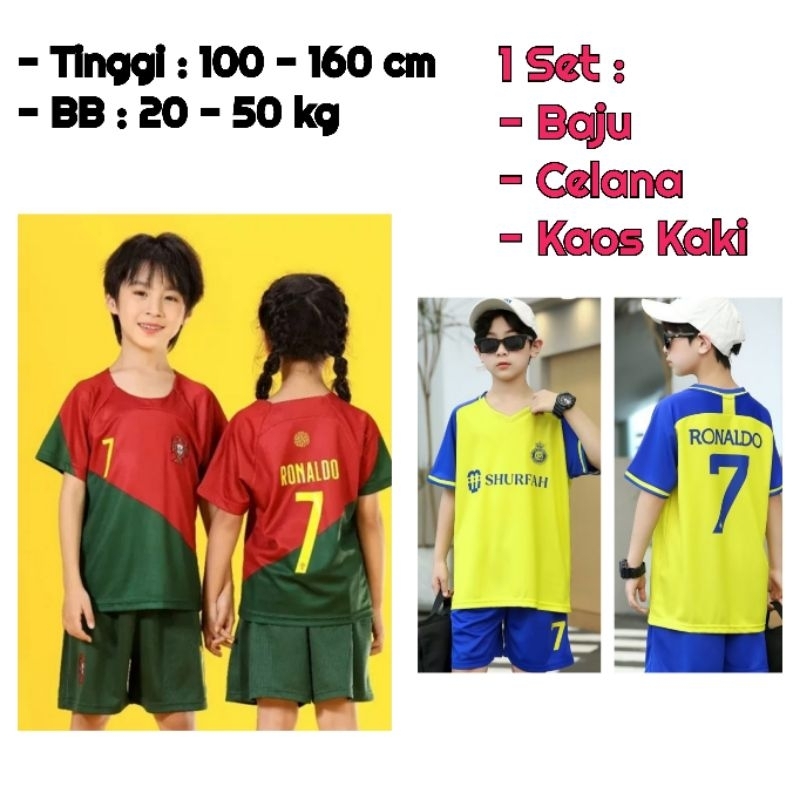 Jersey Baju Bola Anak Ronaldo (Baju+Celana+Kaos Kaki)