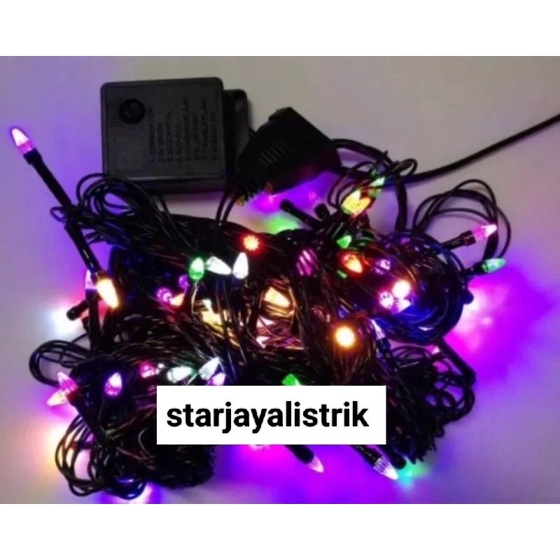 Lampu Hias Tumbler/Lampu Natal  8 Meter 40 LED plus Contra Steker