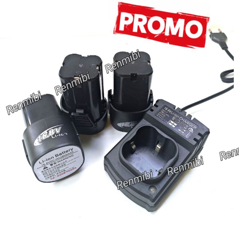 Baterai bor cordless 16v 18v 25v 14v 16.6 volt bisa buat merk xenon ryu nagawa jld tool