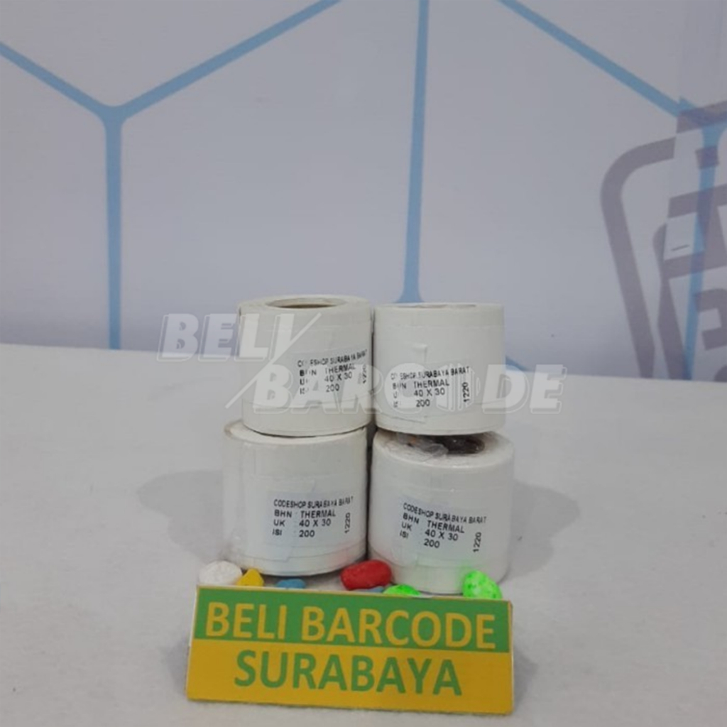 Kertas Stiker Label Thermal 40X30 | 40mm X 30mm 200pcs Printer Portabel