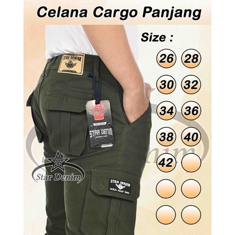 Celana Cargo Panjang Pria Star Denim Terbaru - Celana Cargo Pria Jumbo Big Size - Celana Pria Gamblok Pdl Banyak Saku Trending