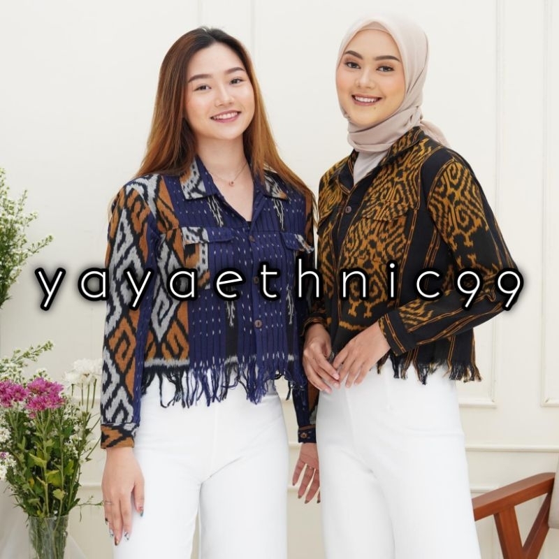 [READY STOK] Atasan alifia top tenun, blouse kantor, atasan ethnic kekinian, outer tenun troso