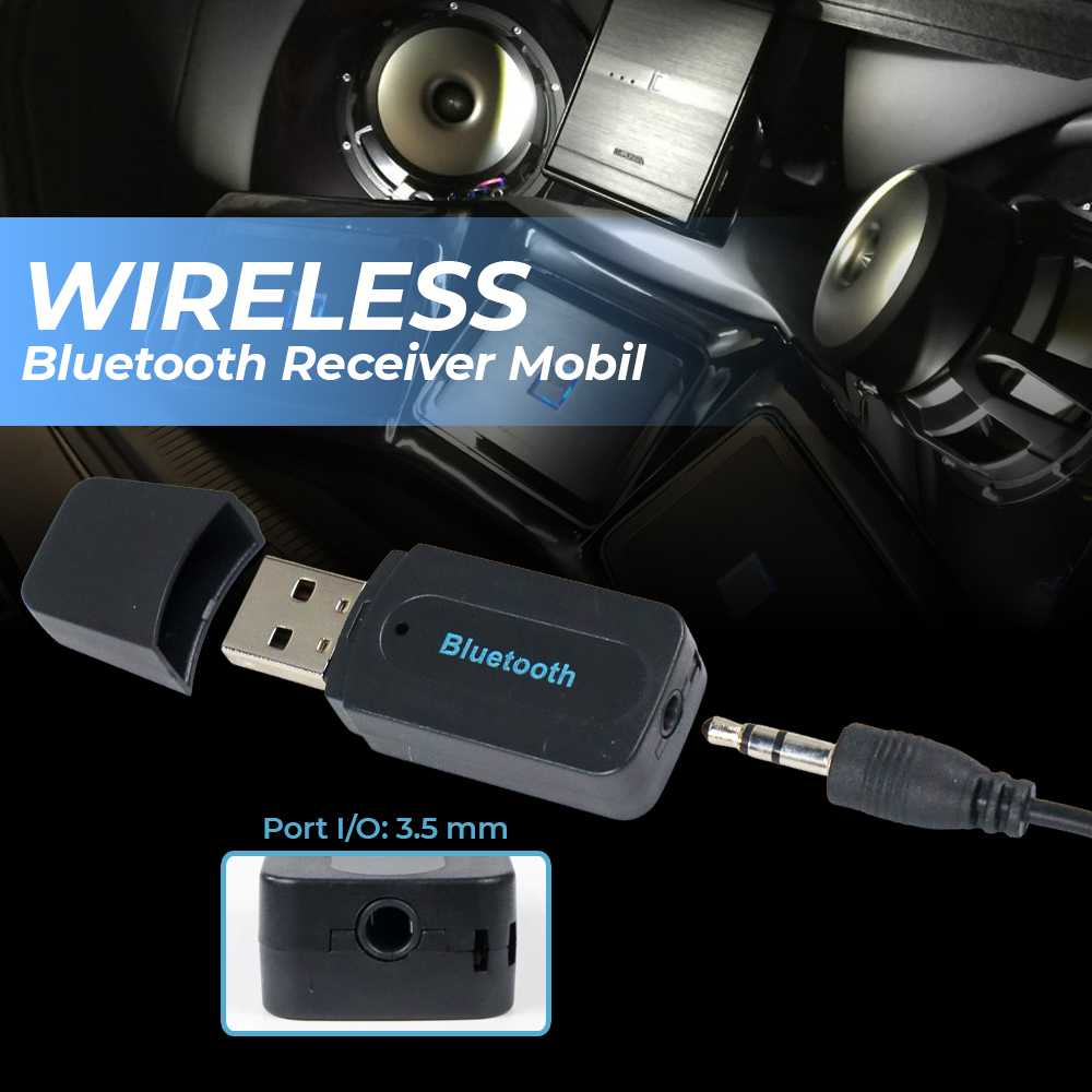 Wireless Bluetooth Receiver Mobil Alat Utk Mendagarkan Lagu Melalui Speaker Jarak Jauh Praktis