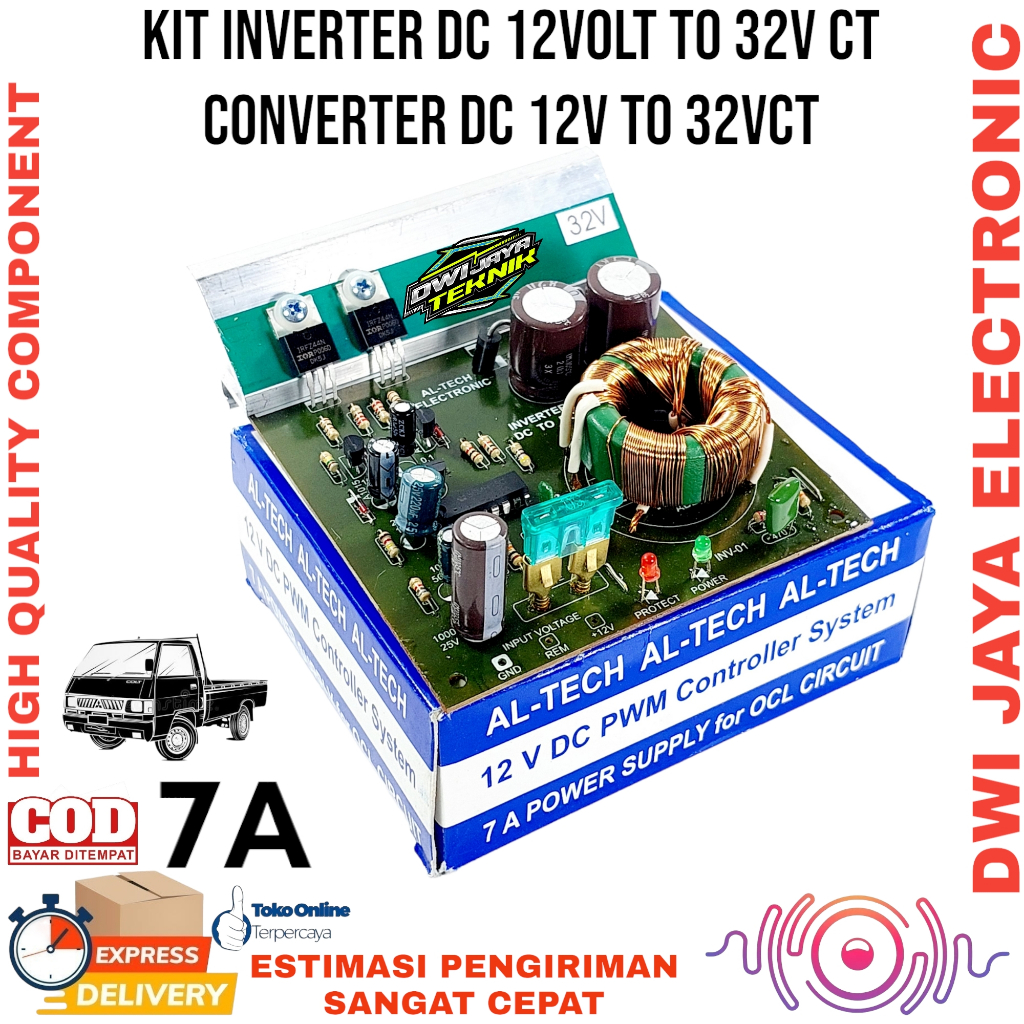 KIT INVERTER 32 VOLT CT INPUT 12 VOLT CONVERTER DC TO CT 12V KE 32V CT AUDIO CONVERTER