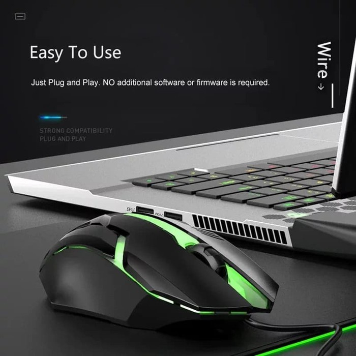 Mouse gaming murah pc usb RGB kabel Wired 3D optical-DPI1000