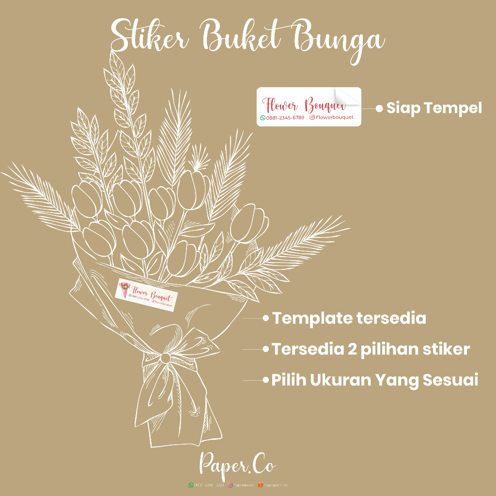 Stiker Buket Bunga | Stiker Florist | Stiker Label Bunga