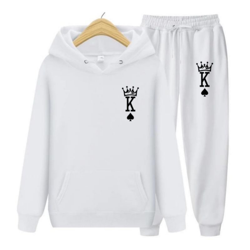 Set hoodie jogger pria jaket pria celana panjang joger cowok dewasa king of spade