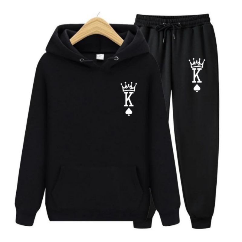 Set hoodie jogger pria jaket pria celana panjang joger cowok dewasa king of spade