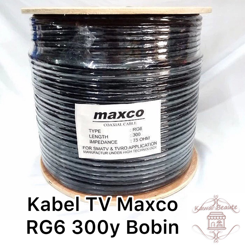 Kabel TV Maxco RG6 300y Bobin Hitam Kabel CCTV TV LED LCD Tabung