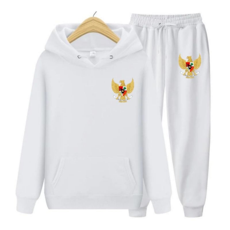 Set hoodie jogger pria jaket pria celana panjang joger cowok dewasa garuda pancasila