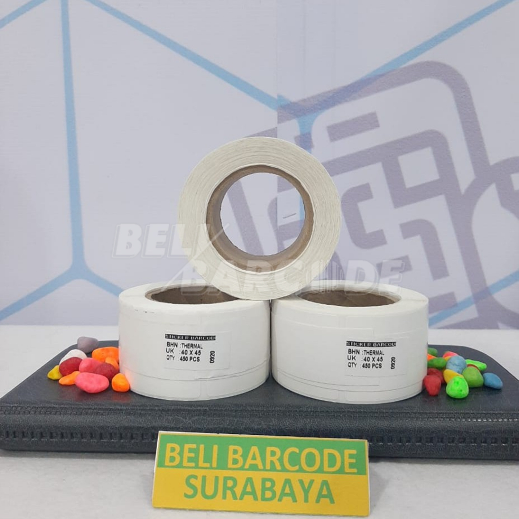 Stiker Label Timbangan 40x45mm Thermal 1 Line isi 450 Pcs