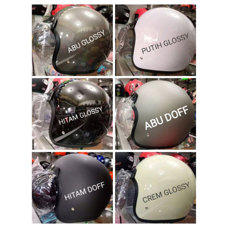 HELM MURAH BOGO POLOS GAYA RETRO KUALITAS BAGUS TERJAMIN TERSEDIA UKURAN YG SUPER BESAR DENGAN SIZE: