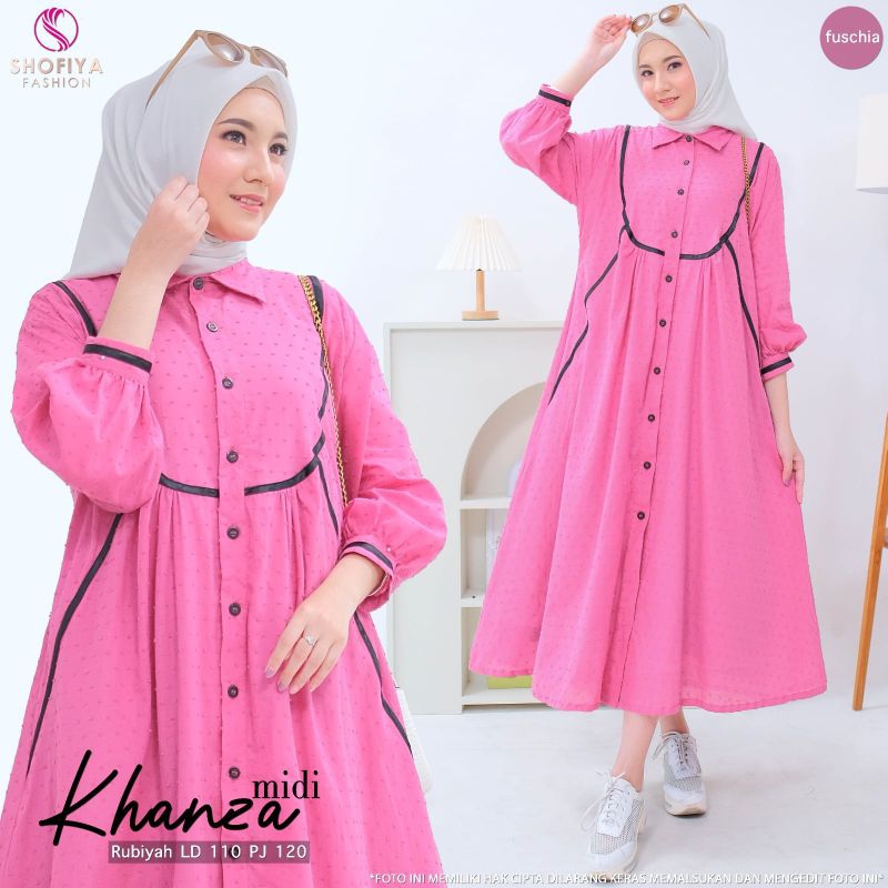 NADIA/KHANZA/PIKA MIDI BAJU GAMIS MIDI WANITA TERBARU BY SHOFIYA SFS