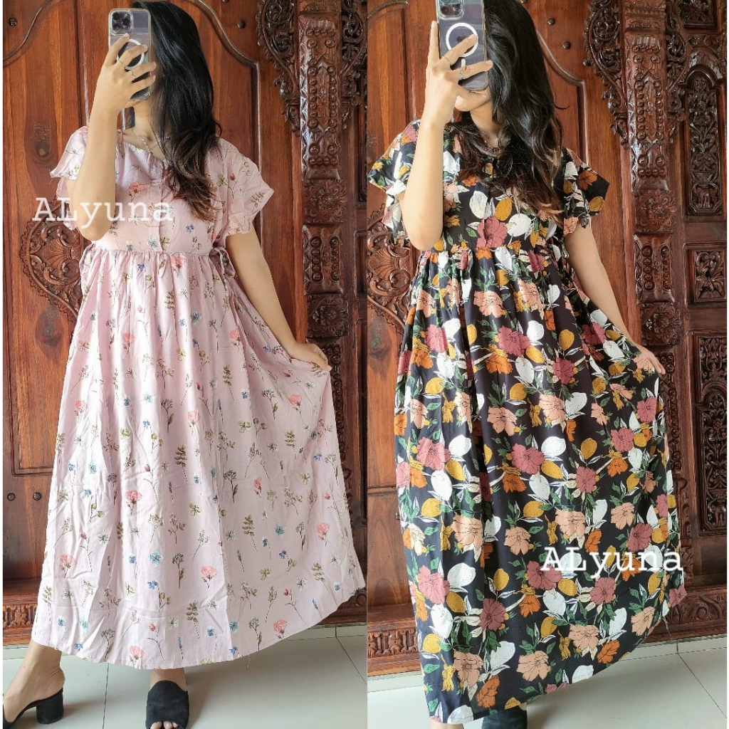 Daster Panjang Longdres SEMATA KAKI Homey Dress Jumbo Busui Bahan Rayon Viscose Adem Halus