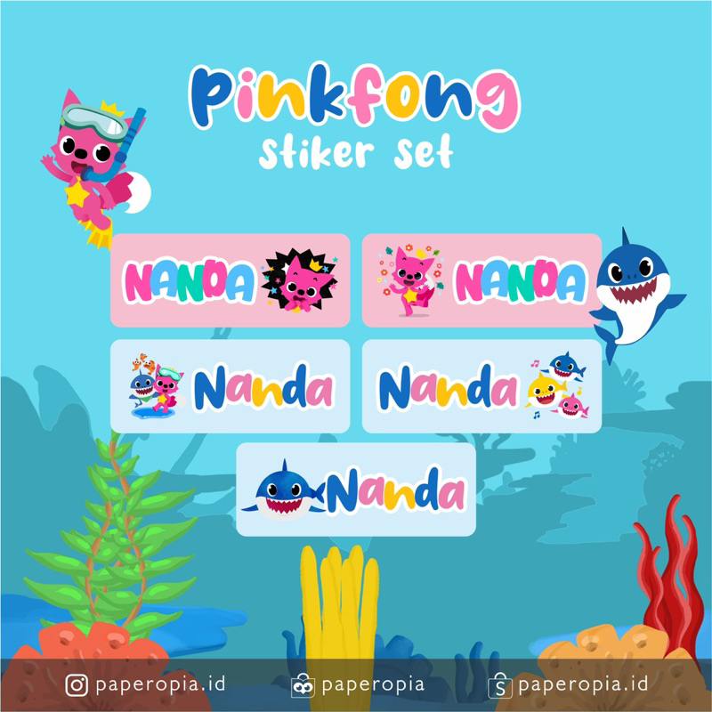 

sticker label nama lucu / stiker anti air set isi 40pcs custom nama