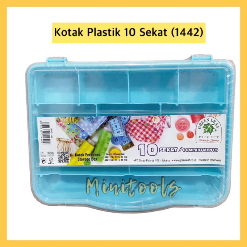 Kotak Plastik 10 Sekat / Kotak Aksesoris 10 Sekat / Green Leaf 1442