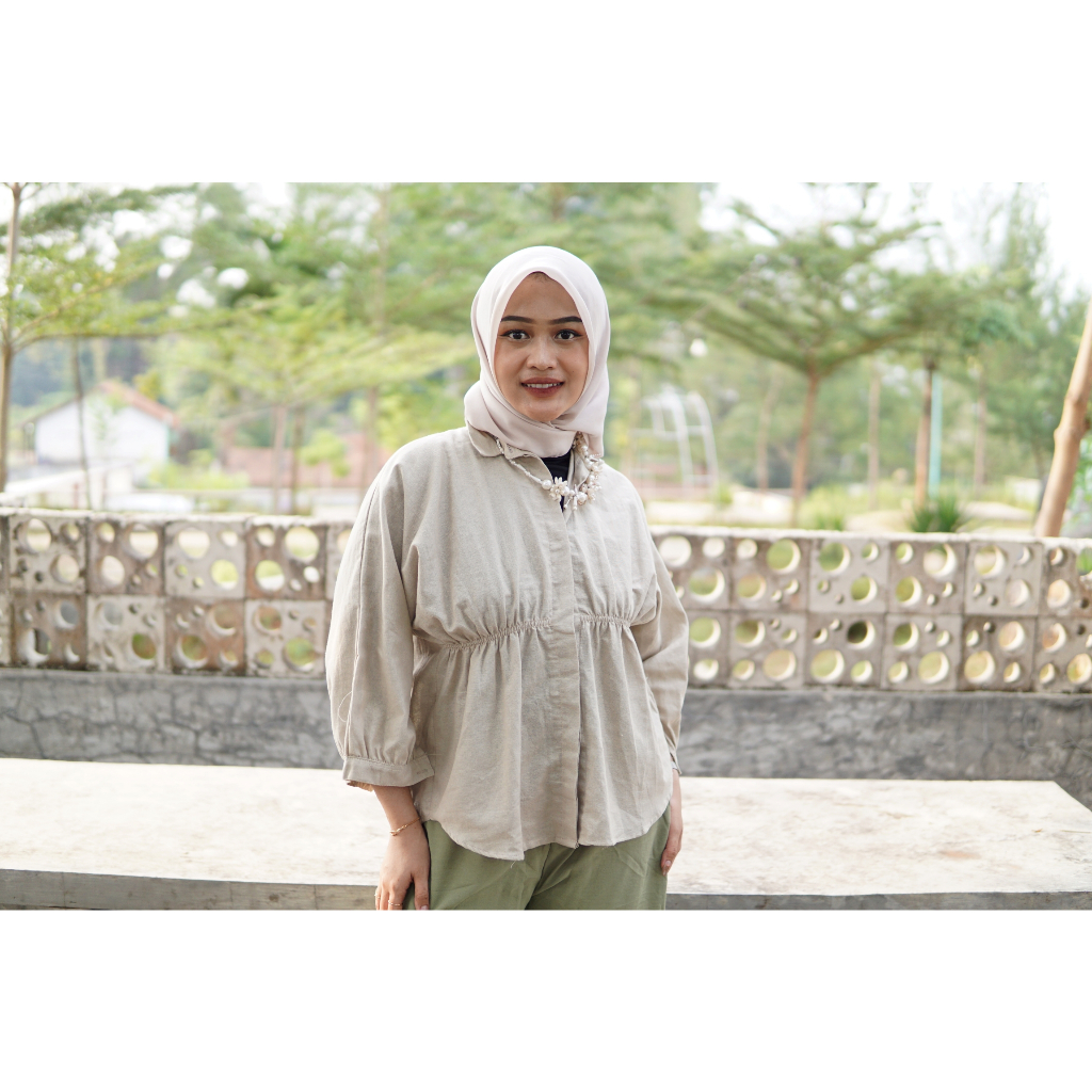 MSB 371 ALYA SHIRT Kemeja Wanita Atasan Wanita Oversize Linen Premium