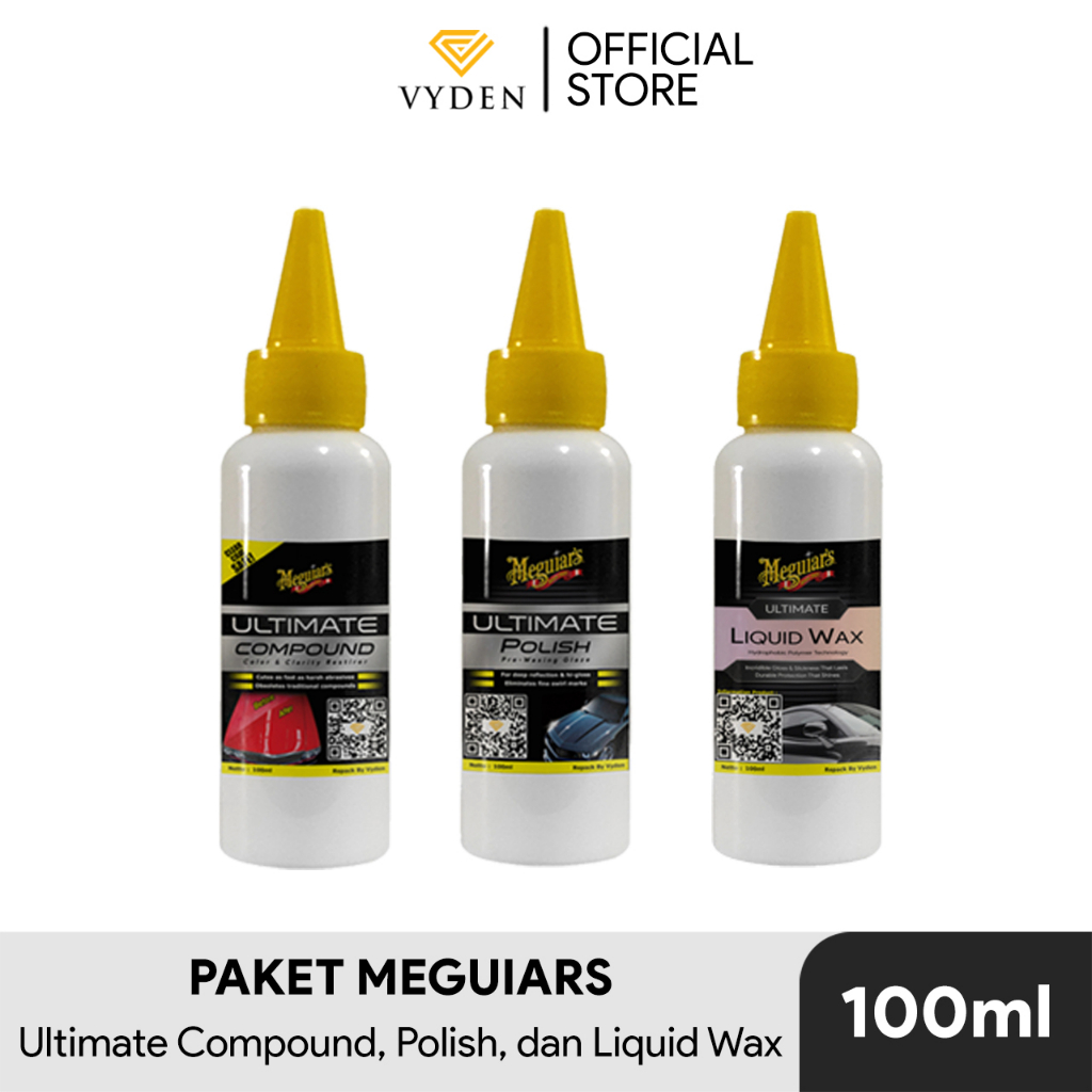 Paket POLES MEGUIARS Ultimate Compound Ultimate Polish Ultimate Liquid Wax REFILL Kompon Kasar Halus Semi Coating Hydrophobic Efek Daun Tala