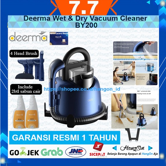 Deerma BY200 Wet and Dry Vacuum Cleaner Mop Noda Bandel Basah Kering Karpet Sofa Gorden Kasur Bantal Cepat Kering 2 mode kecepatan IPX4 Waterproof