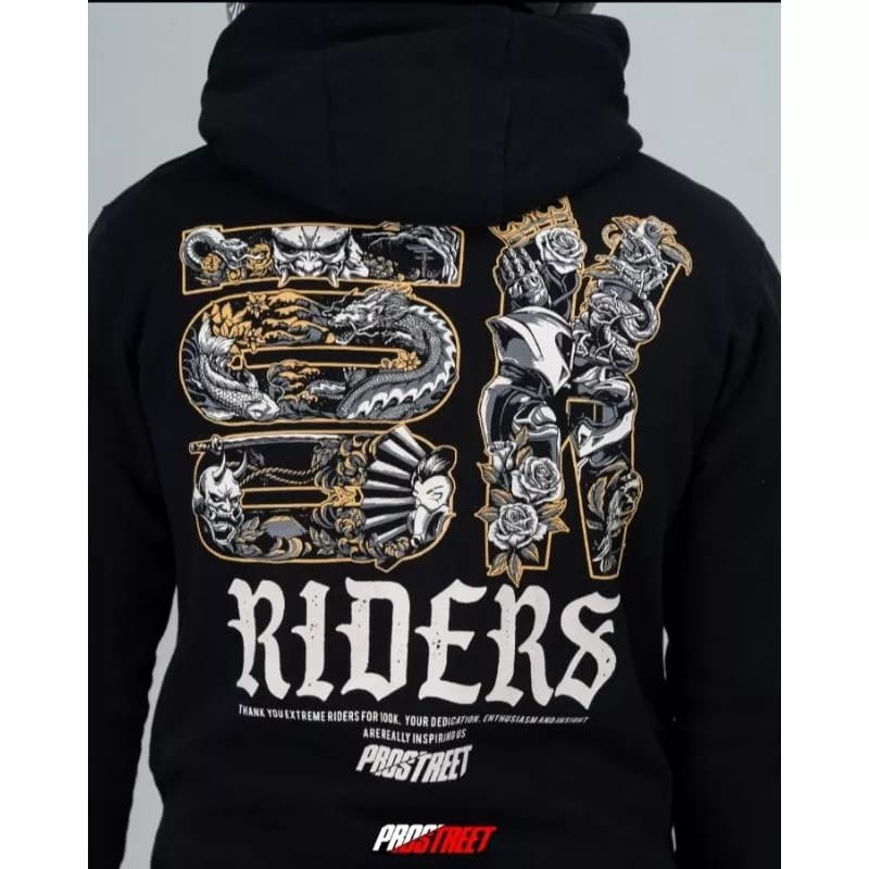 COD - HOODIE MOTOR PROSTREET RIDER -HITAM PREMIUM KUALITAS DISTRO UNISEX BAHAN TEBAL GRAMASI 280