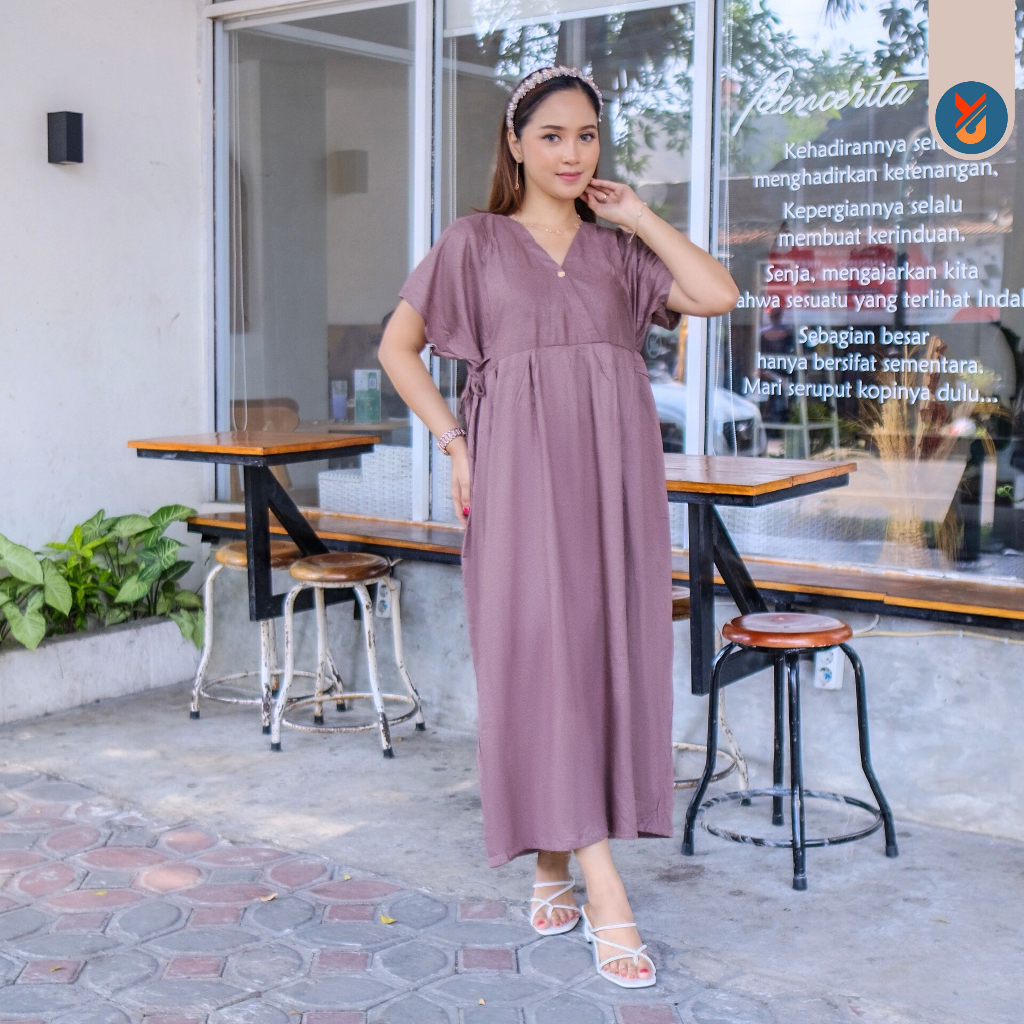 Daster Kimono POLOS Panjang LD 120 Busui Friendly Longdress Kimono Homedress Kimono Busui