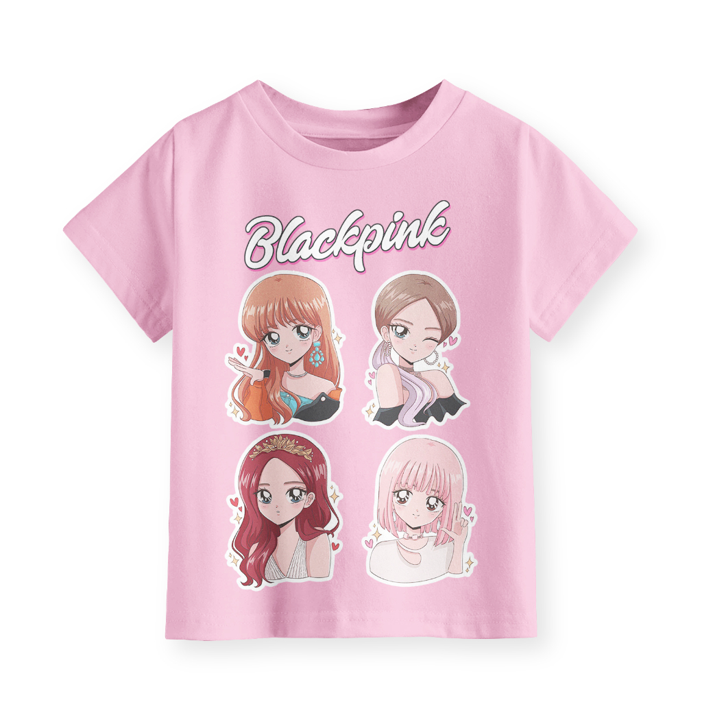 Kaos Anak Perempuan Terbaru Motif Cartoon Blackpink