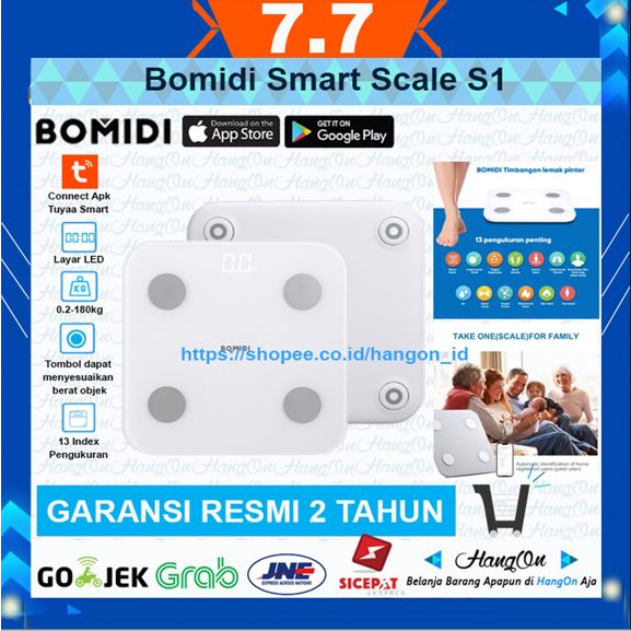Bomidi S1 Timbangan Badan Digital Smart Weight Scale Body Fat Monitor Alat Ukur Kadar Lemak Kesehatan 13 Jenis Pengukuran