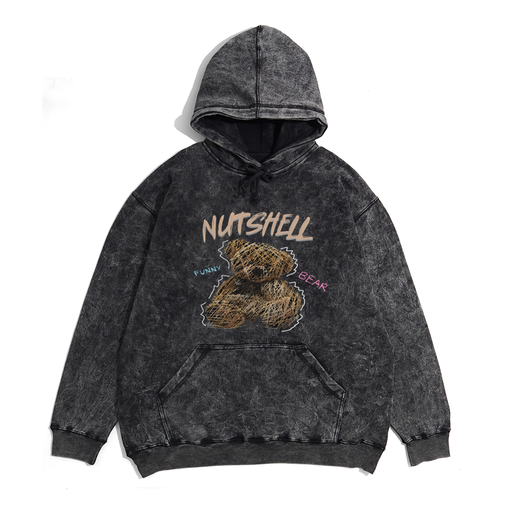 Hoodie Pria Sandwash Bear Unisex Good Brand