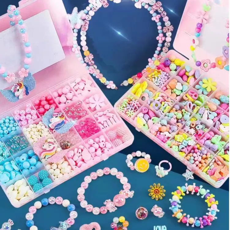 (Hello Girl) D37 Meronce Manik Manik 24 Bagian 1 Kotak /DIY Gelang Kalung Gantungan Lucu IMPORT