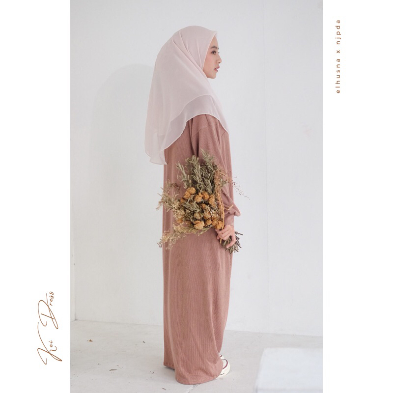 [𝐄𝐥𝐡𝐮𝐬𝐧𝐚] Kei Dress X Njpda/ Dress Wanita / Gamis Terbaru / Dress knit / Gamis Remaja / Knit wear