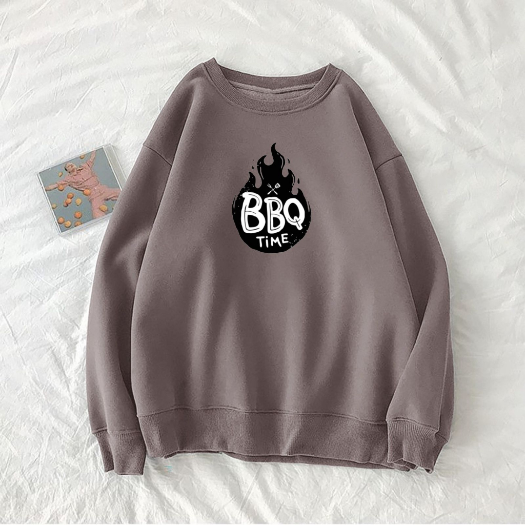 BBQ TIME Sweater Oversize Crewneck Wanita SIZE M - XXL